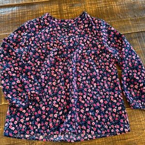 J crew blue and floral top. Fabric is polyester